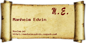 Manheim Edvin névjegykártya